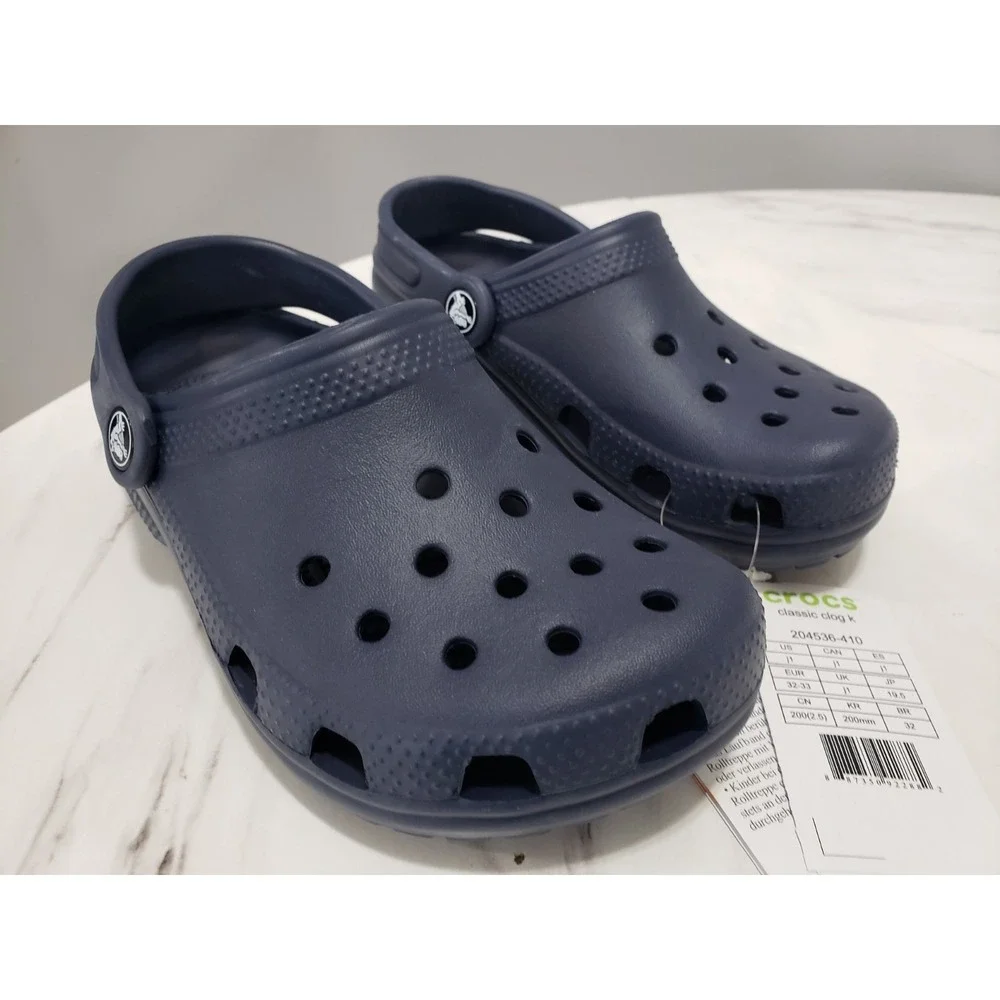 NEW SIZE 1 LITTLE KID BOY TODDLER NAVY BLUE Crocs YOUTH Junior Clog Childrens